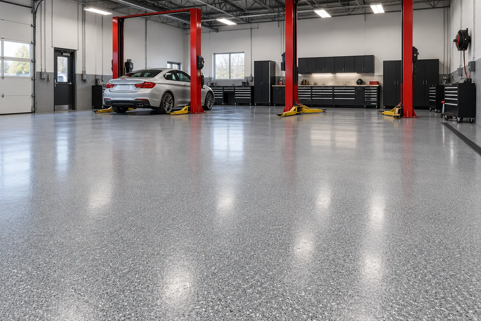 auto shop floors after coating
